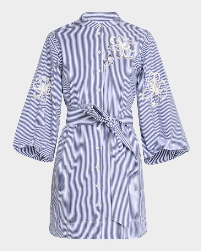 Madelyn Sequined Stripe Shirtdress